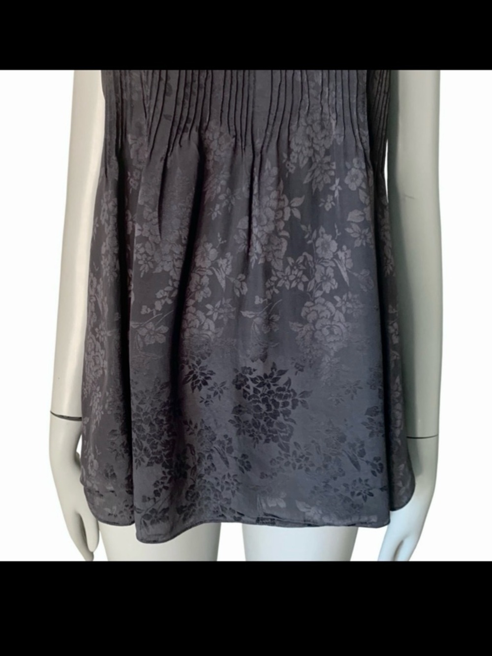 REBECCA TAYLOR 100% Silk Jacquard Blue Loose Fit Tank Size 8 - Picture 6 of 16